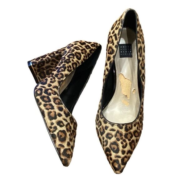 White House Black Market Elisa Signature Leopard Calf Hair Pointed Heels Sz 6 - Picture 13 of 13
